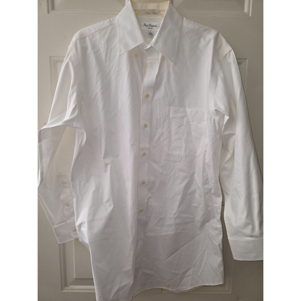Paul Fredrick Mens White 100% Cotton Trim Fit Barrel Cuff Sz 16-32
